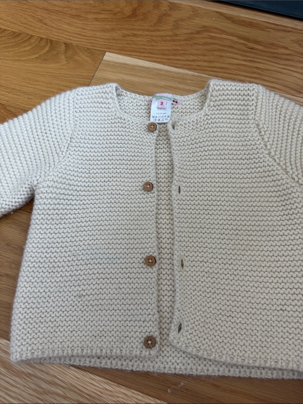 Bonpoint Baby Alpaca Knit Cardigan Sweater Cream Size 2